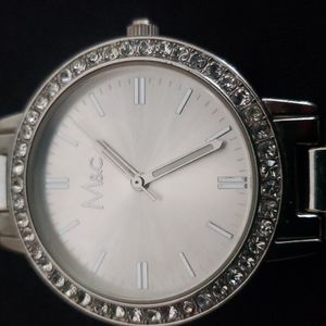 M&c Silver Tone Rhinestone Watch